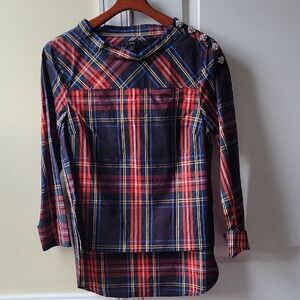JCrew Festive Tartan blouse size 6